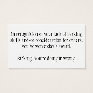 Slechte parkeerkaarten visitekaartjes
