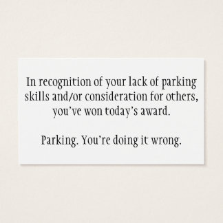 Slechte parkeerkaarten visitekaartjes