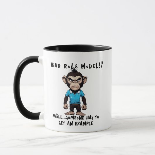 Slechte rolmodel chimp Humor | Grappige aap grafis Mok (Links)