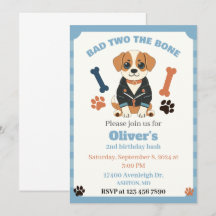 Slechte twee de bot hond uitnodiging, puppy feest