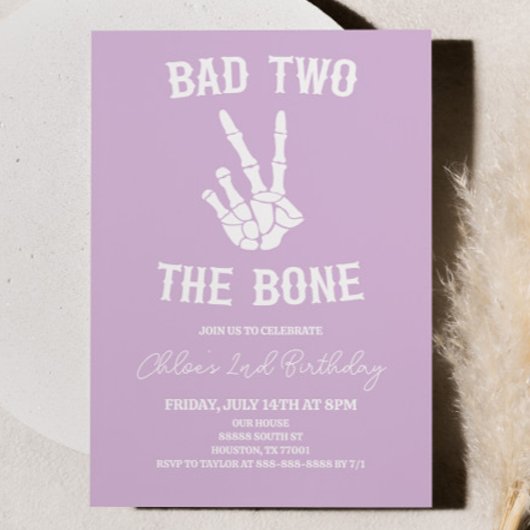 Slechte twee het botskelet 2e verjaardagsfeestje kaart