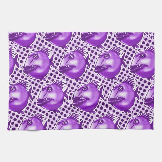 slechte vent lelijke vis grappige cartoon theedoek (Horizontaal)