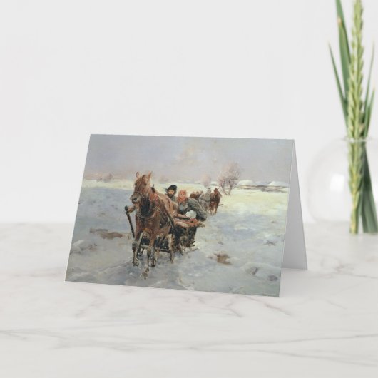 Slechten in een winterlandschap feestdagen kaart (Voorkant)