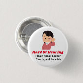 slechthorend meisje ronde button 3,2 cm (Voorkant /achterkant)