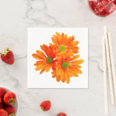 Slechts 3 Gerbera Daisy Blossom + jouw tekst & ide Servetten (Insitu)