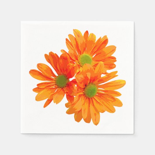 Slechts 3 Gerbera Daisy Blossom + jouw tekst & ide Servetten (Voorkant)
