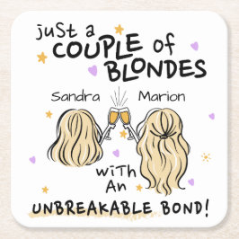 "Slechts een paar blondjes" Custom Name, Onderzett Vierkante Kartonnen Onderzetter