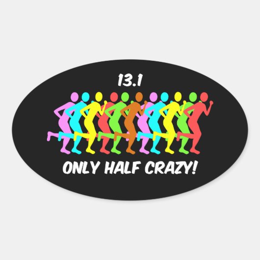 slechts half gek ovale sticker (Voorkant)