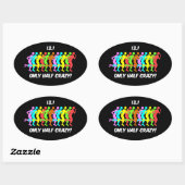 slechts half gek ovale sticker (Vel)