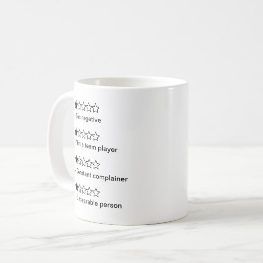 Slechtste medewerker 2024 incl. beoordelingen koffiemok (Voorkant links)