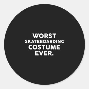 Slechtste skateboardkostuum ooit voor skateboarder ronde sticker