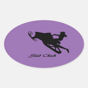 Sled Chick Ovale Sticker