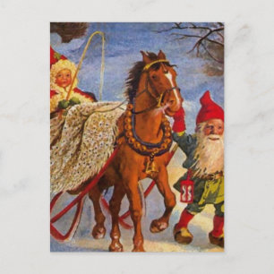 "Sled Ride at Night" van Jenny Nystrom Briefkaart
