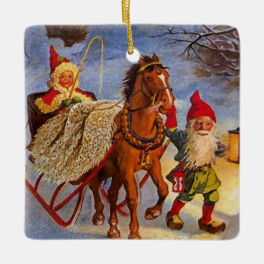 "Sled Ride at Night" van Jenny Nystrom Keramisch Ornament (Voorkant)