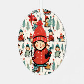 Sledding Kinderen Gepersonaliseerde Kerst Metalen Ornament (Voorkant links)
