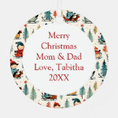 Sledding Kinderen Gepersonaliseerde Kerst Metalen Ornament (Achterkant)