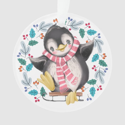Sledding Penguin Wreath Noël (devant)