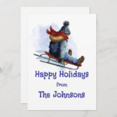 Sledding Vakantie Groet Kaart (Voorkant / Achterkant)