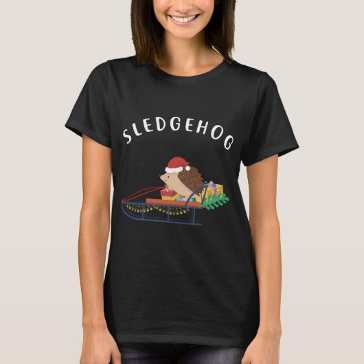 Sledgehog, Grappig schattig dier egel kerst T-shirt (Voorkant)