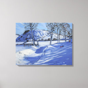Sledging Derbyshire Peak District 2012 Canvas Afdruk
