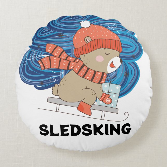Sledsking  rond kussen (Voorkant)