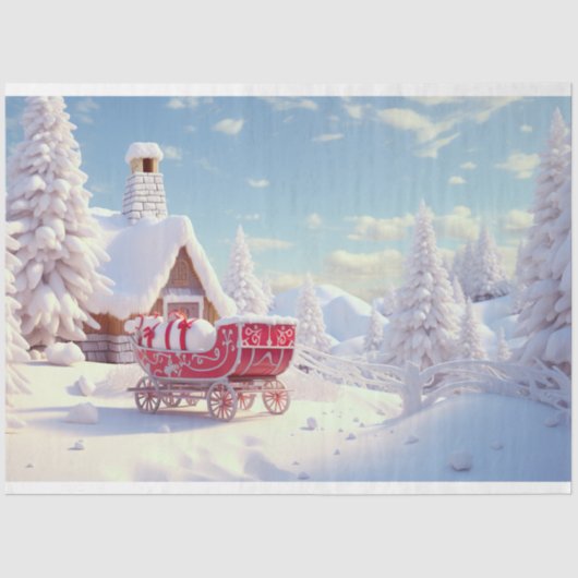 Slee in Sneeuw 1 Decoupage Papier (Voorkant)