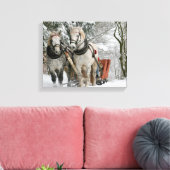 slee+ride,sneeuw,bos,paard,winter,wit,gallop, canvas afdruk (Insitu (Woonkamer))