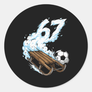 Slee-slee Sledevoetbal 67 Sneeuw Snelheid Grappige Ronde Sticker