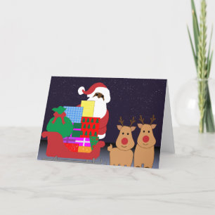 slee zwarte kerstman feestdagen kaart