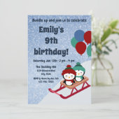 sleeën verjaardag uitnodiging (Staand voorkant)