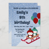 sleeën verjaardag uitnodiging (Voorkant / Achterkant)