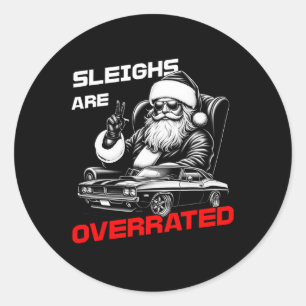 Sleeën zijn overschat Santa Clic Muscle Car Christ Ronde Sticker