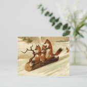 Sleeënde Vossen Vintage Kerst Briefkaart  (Staand voorkant)