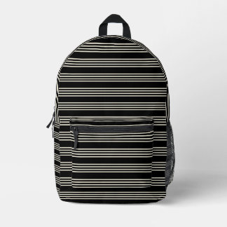 Sleek Black and Cream Horizontal Stripes Minimalis Bedrukte Rugzak