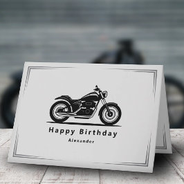 Sleek Black Motorcycle Silhouette Birthday Card Kaart