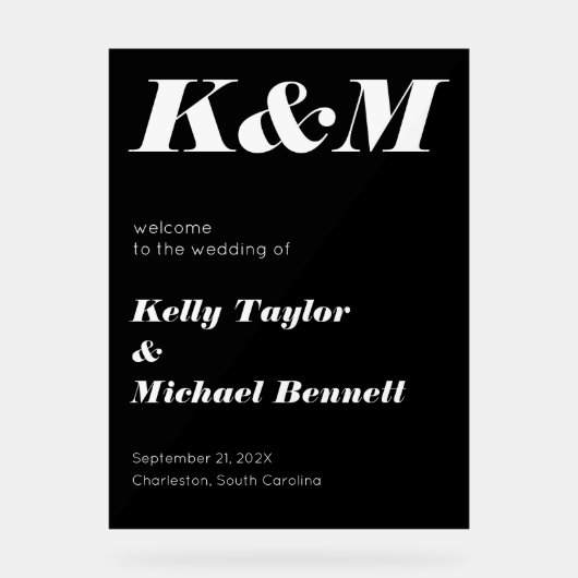 Sleek Black Welcome with Initials (Recto)