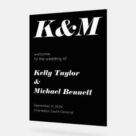 Sleek Black Welcome with Initials (Angle)