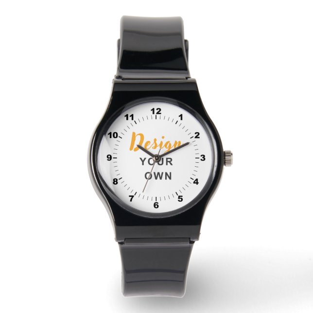 SLEEK! 🖤 Custom Black Strap Watch Design Horloge (Voorkant)
