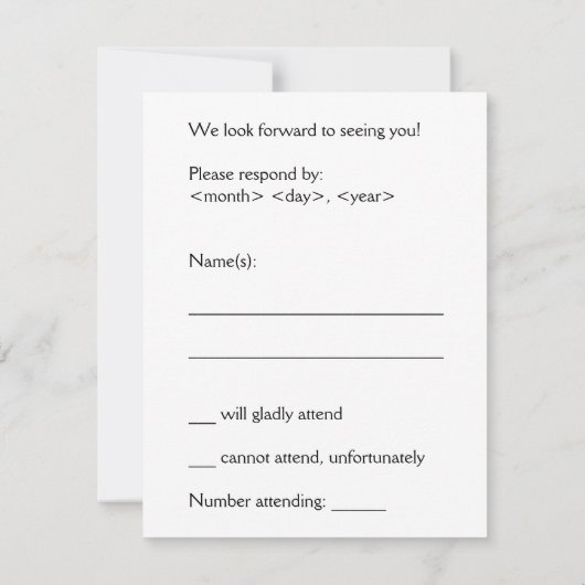 Sleek, Elegant, Event "R.S.V.P." Carte (Dos)