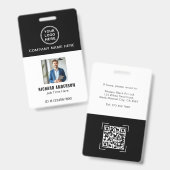 Sleek Modern Employee Photo Name QR Code ID Badge (Voor- en achterkant)