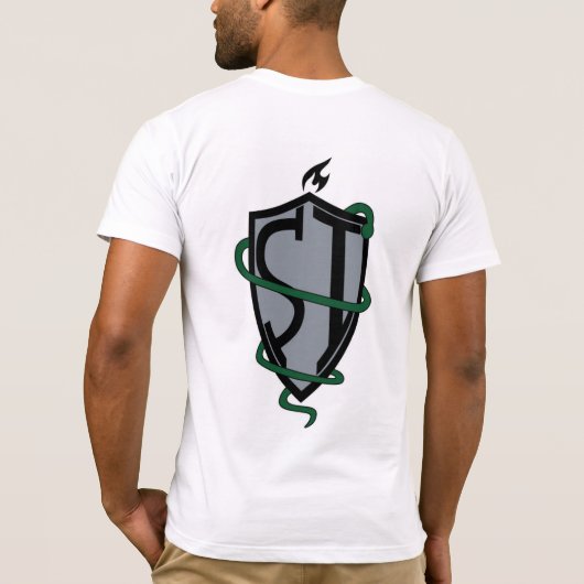 "Sleek Serpent Shield T-Shirt Design" (Dos)