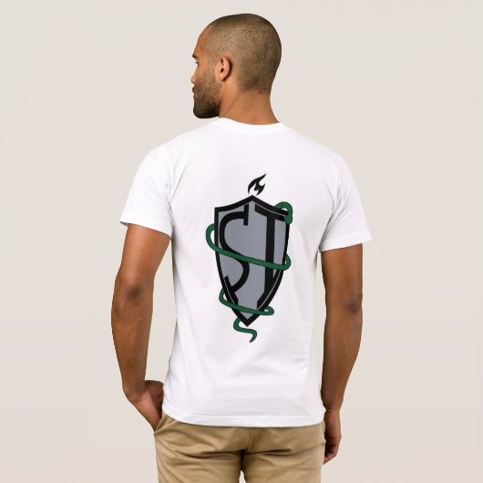 "Sleek Serpent Shield T-Shirt Design" (Dos entier)