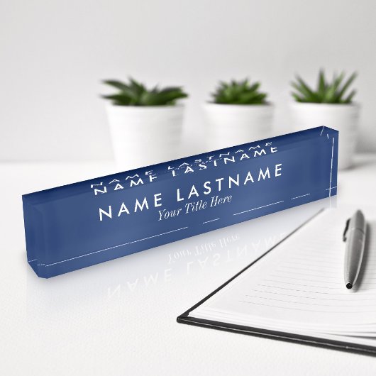 Sleek Simple Navy Blue Custom Desk Plaque d'identi