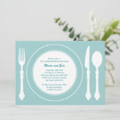 Sleek tabletop Weddenschap Uitnodiging Turquoise (Staand voorkant)