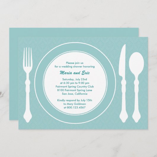 Sleek tabletop Weddenschap Uitnodiging Turquoise (Voorkant / Achterkant)