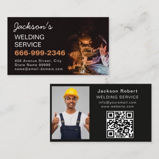 Sleek Welder Welding Metal Fabricator Metalwork Visitekaartje (Voorkant / Achterkant)