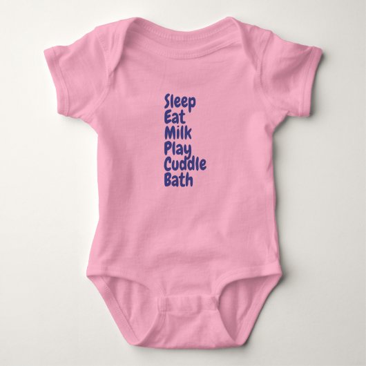 Sleep Eat Milk Play Knuffel gedrukt op Baby T-Shir Romper (Voorkant)