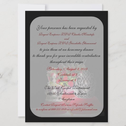 Sleep keizer en druk het Honorary Dinner Invitae i Kaart (Voorkant)