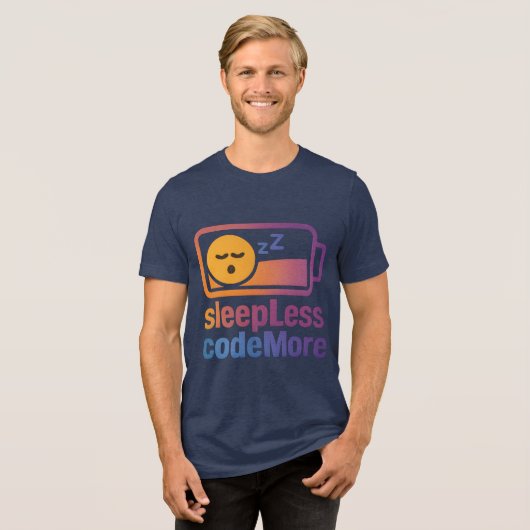  Sleep less Code more  IT design  Tri-Blend Shirt (Voorkant volledig)