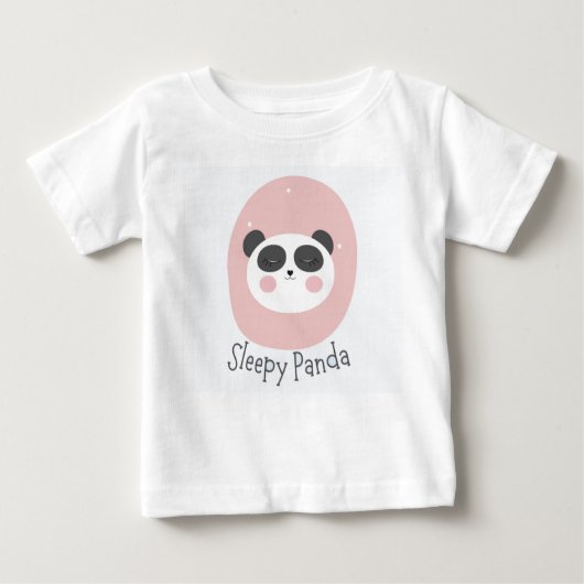 Sleep Panda imprimé moderne blanc bébé T-shirt (Devant)